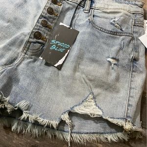 Studio Blue high rise fringe short